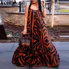 

VONDA Oversize Vintage Women Summer Vestido Ruffled Print Party Robe Maxi Long Dress Women Elegant Street Sundress Saias Longas