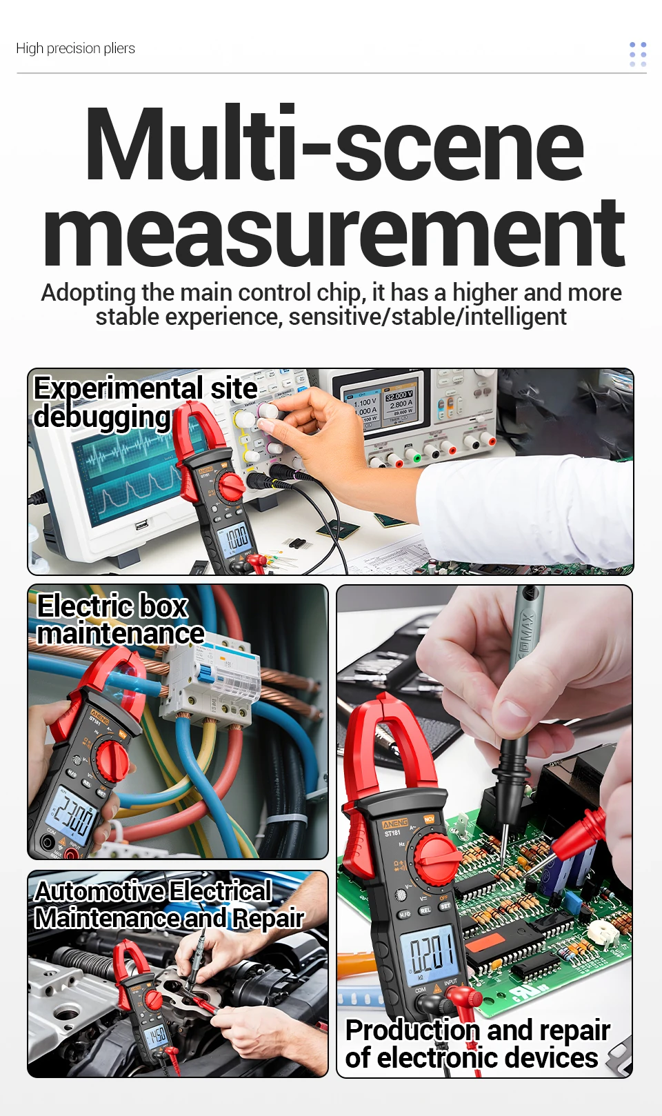 Digitales Zangenmessgerät 4000 Counts DC/AC 400A Voltmeter Multimeter Amperemeter Spannungsprüfer Auto-Reparatur Elektrischer Temperaturtester – Detail 3