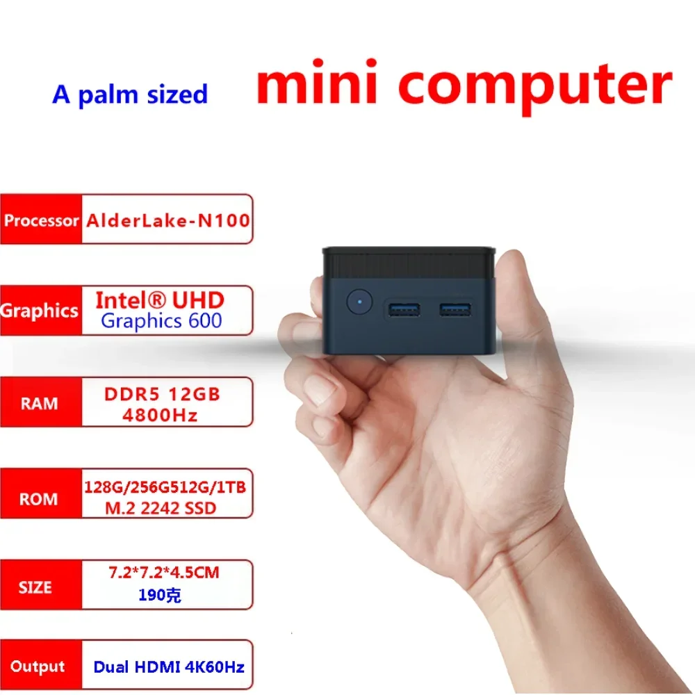 Zx01 Plus Windows 11 4 Core Mini Pc, Cpu 12Th Gen Intel Alder Lake N100, Lpddr5 12Gb,1000M 5G Wifi5 Bt, Win11 Nuc Desktop