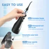 SEJOY Water Flosser Irrigator Dental Teeth Whitening strips Portable 230ML Tank 5 Modes 5 Jet Tips 4