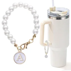 Pearl Chain Initial Letter Charm for Personalized Tumbler Decor (Letter A)