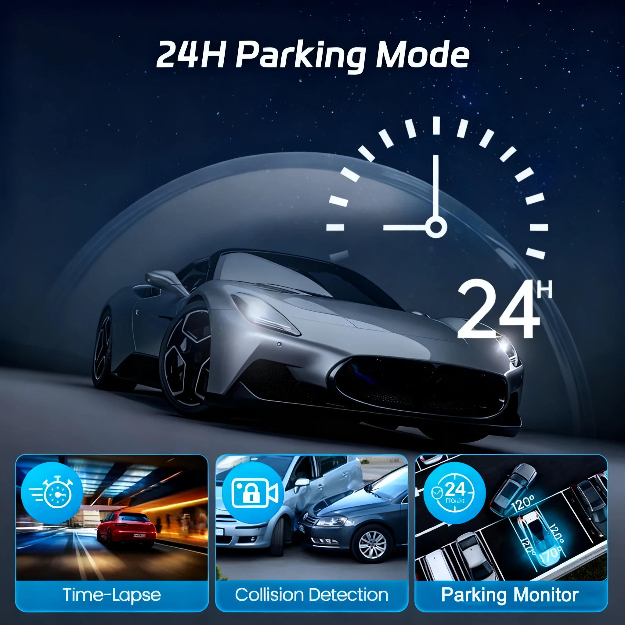 360° dashcam car camera recording wifi wireless webcam way video recorder 1080P 24 Parking 4 Channel Car black box 6