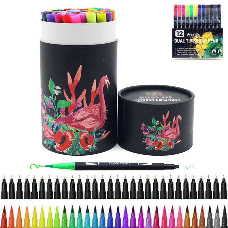 Pen Marker,Markers Pen,Marker Pens,Marker Pen,Art Marker Pens,Art Markers,Calligraphy Brush Pens 12/24/60/100/132 Colors FineLiner Drawing Painting Art Markers Pen Watercolor Dual Tip Brush Pen Calligraphy School Supplies