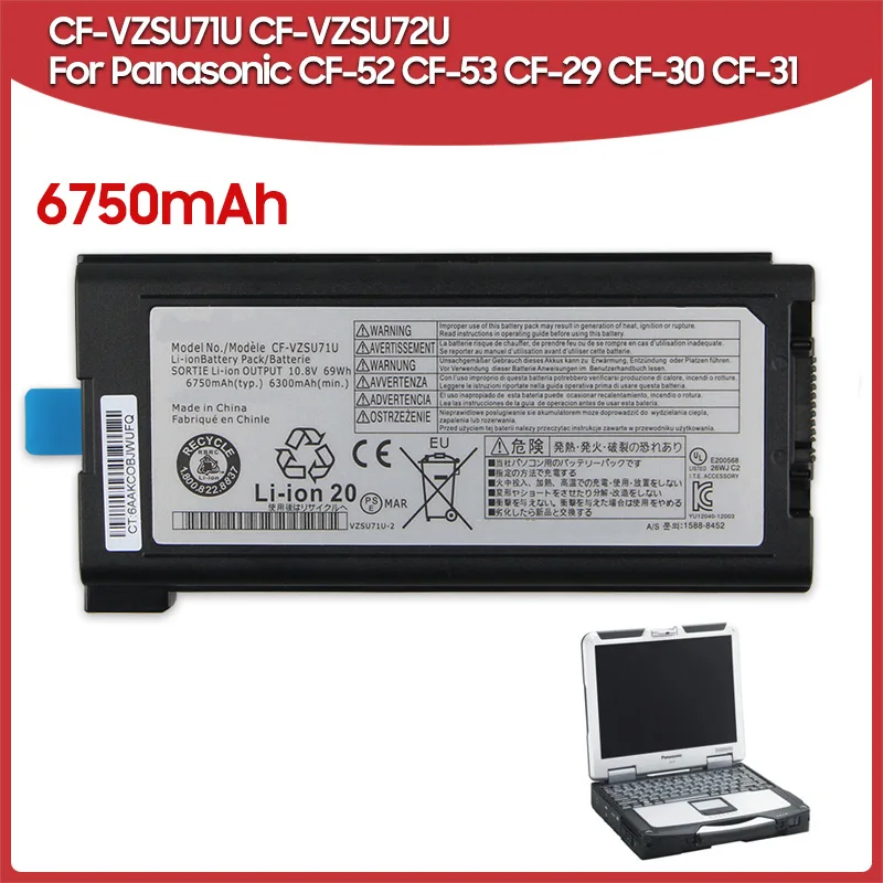 Batteria Di Ricambio 69Wh Cf-Vzsu72U Cf-Vzsu46Au Per Panasonic Cf-53 Cf-29 Cf-30 Cf-52 Cf-31 Cf-Vzsu46 Cf-Vzsu1430U Cf-Vzsu71R
