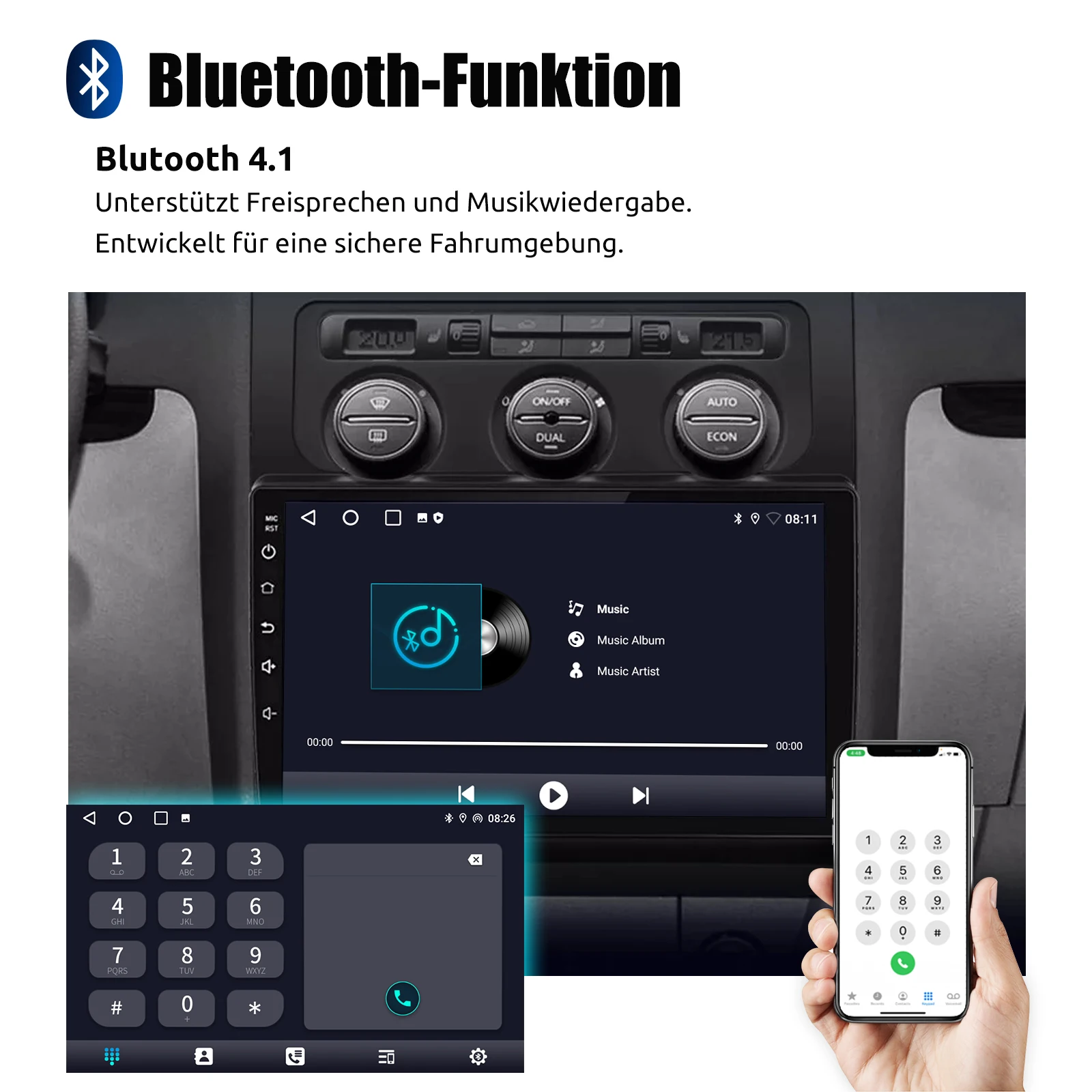 ESSGOO 10 Zoll für VW Touran 1T1 1T2 1T3 2003-10 Android 15 Wireless Carplay Autoradio GPS NAV WIFI SWC BT Mirror Link RDS FM – Detail 14