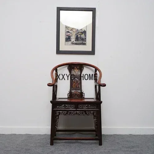 

Customized New Chinese Style Antique Distressed round-Backed Armchair Royal Chair Leisure Solid Wood Armchair Palace Chair