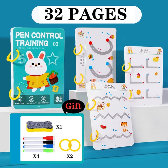 Montessori Pen Control Training Book Reusable 6