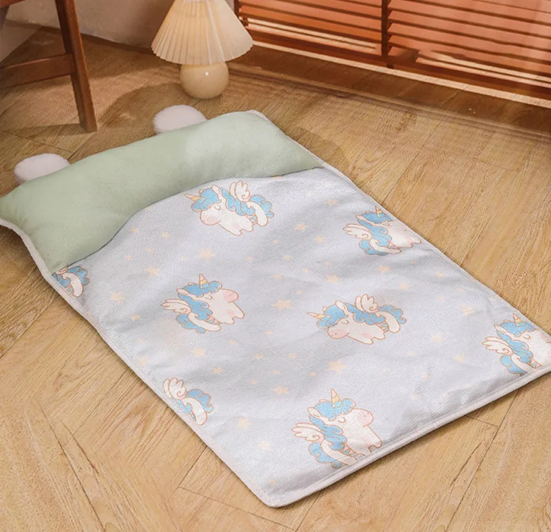 Breathable Cooling Mat For Cats And Dogs With Pillow Square Bed_voghion.com