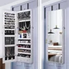 LED Lighted Wall-Mounted Jewelry Armoire Cabinet Organizer with Full-Length Mirror White Wood Storage Solution 2