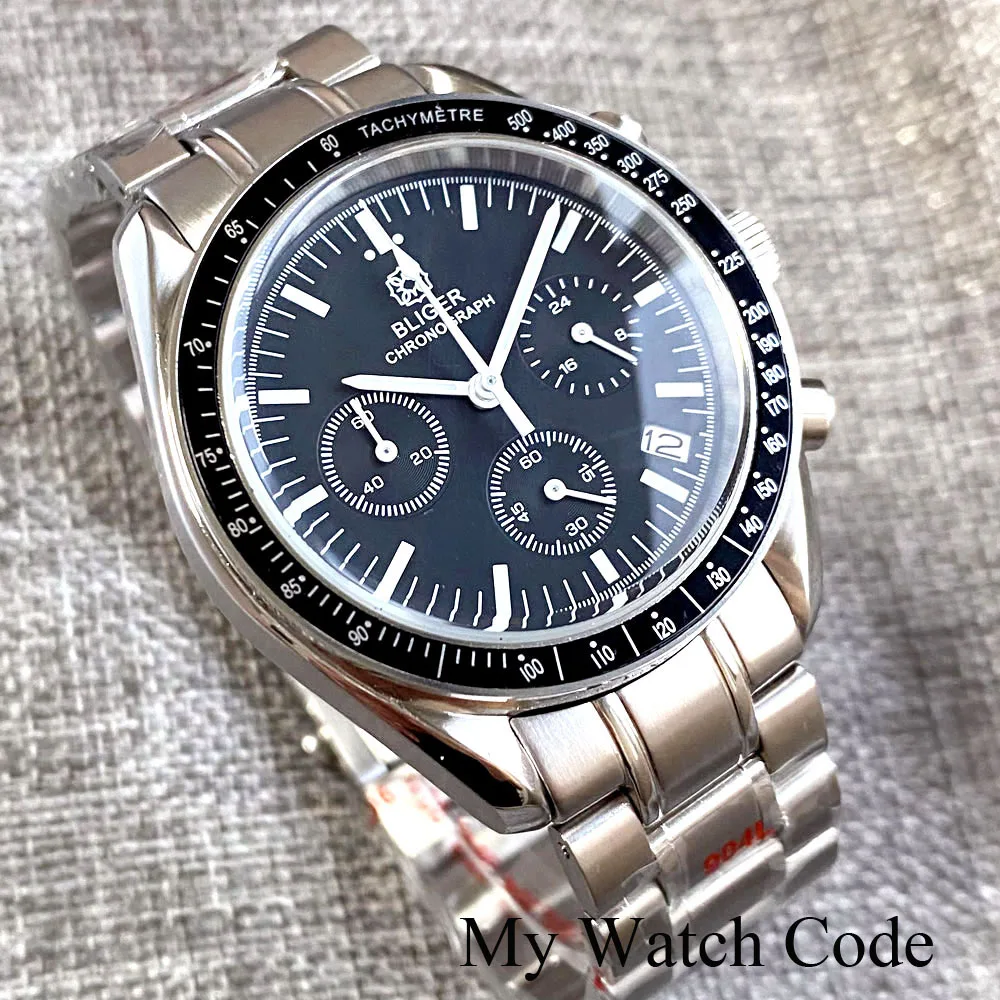 BLIGER Sport Moon VK63 Chronograph Quartz Watch for Men Grey