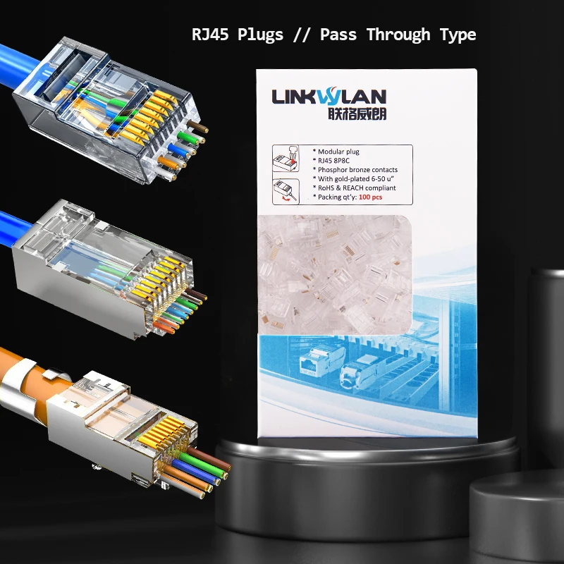CAT6A & Cat6モジュラープラグ RJ45 日本製線 Cat.6 U/UTP LANケーブル用RJ45モジュラープラグ（3