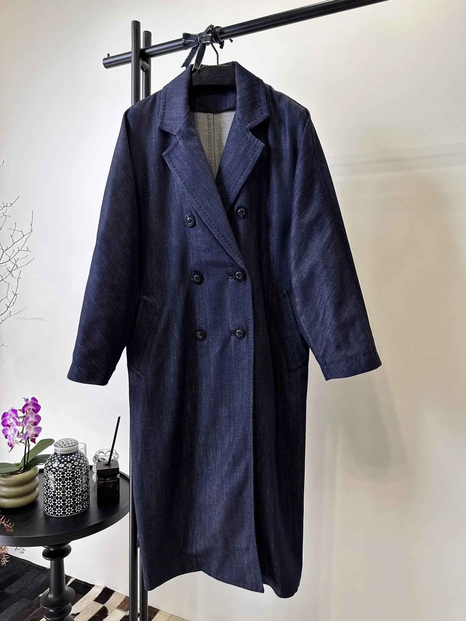

Women's Clothing Loose double-breasted long denim jacket Autumn Winter New 168
