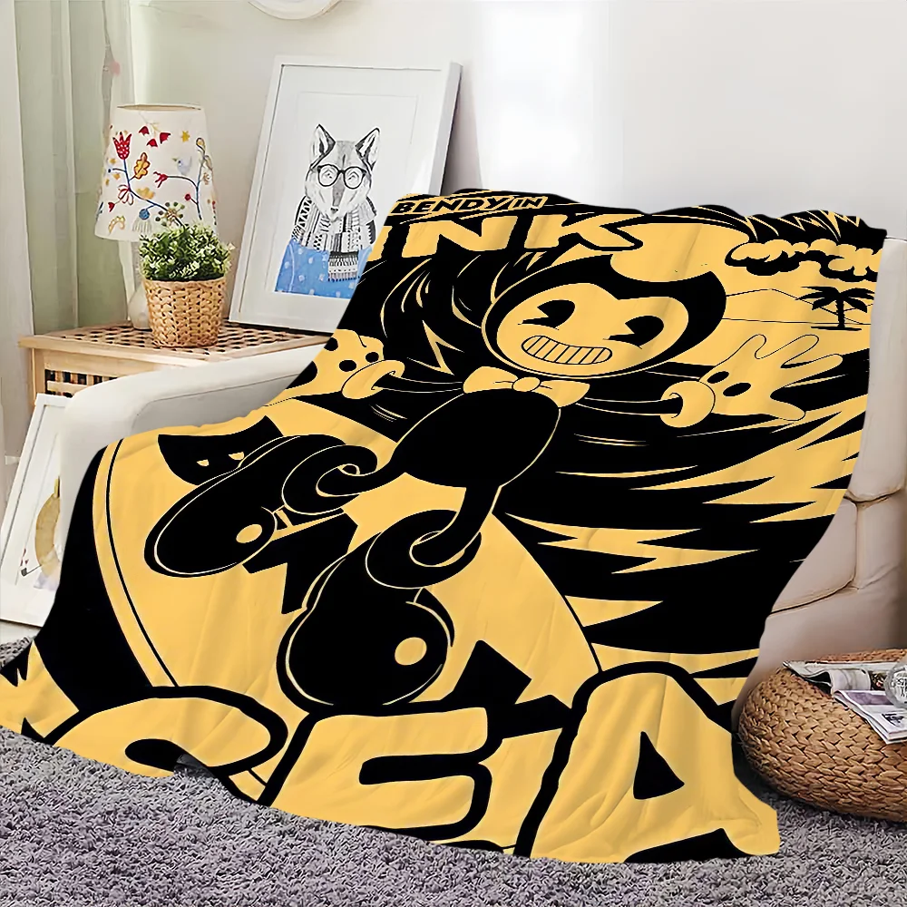B-Bendy and the ink machines Game Blanket Skin friendly comfort warm soft plush blanket suitable sofa living room office bedroom 3