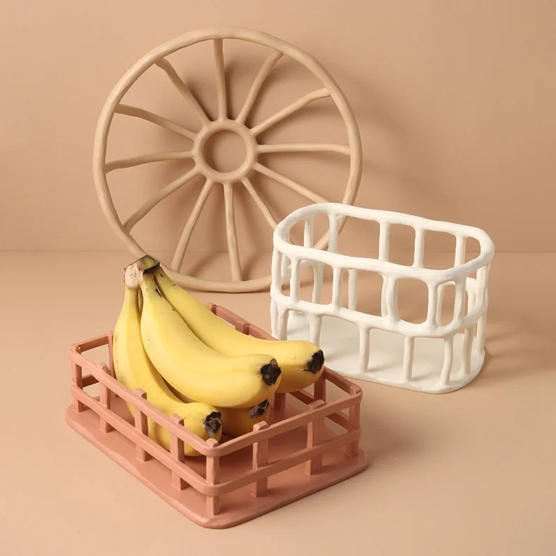 

Nordic Ins Web Celebrity Fruits Basket Living Room Creative Home Candy Basket Storage Geometric Hollow Out Basket For Objects