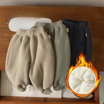 Baby  Fleece Pants Thick Composite Velvet Thermal Winter Clothes Warm Cotton-Lined Long Pants for Boys & Girls 1