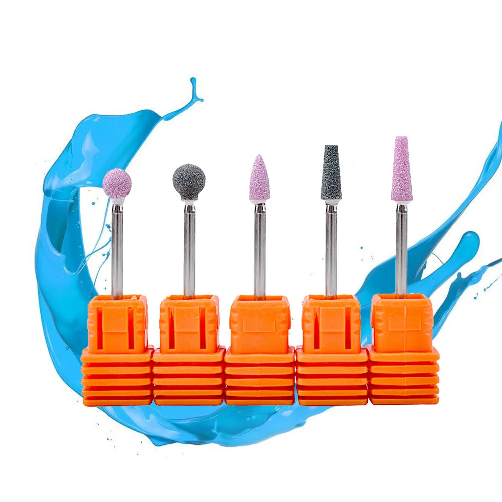 

5 Pcs Drill Bits Round Cones Nail Grinding Head Nail Polish Head For Manicure Machine Nail Tools