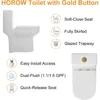 Small Compact One Piece  For Bathroom, Powerful & Quiet Dual Flush Modern Toilet, 12'' Rough-In Toilet&Soft Closing Seat Include 3