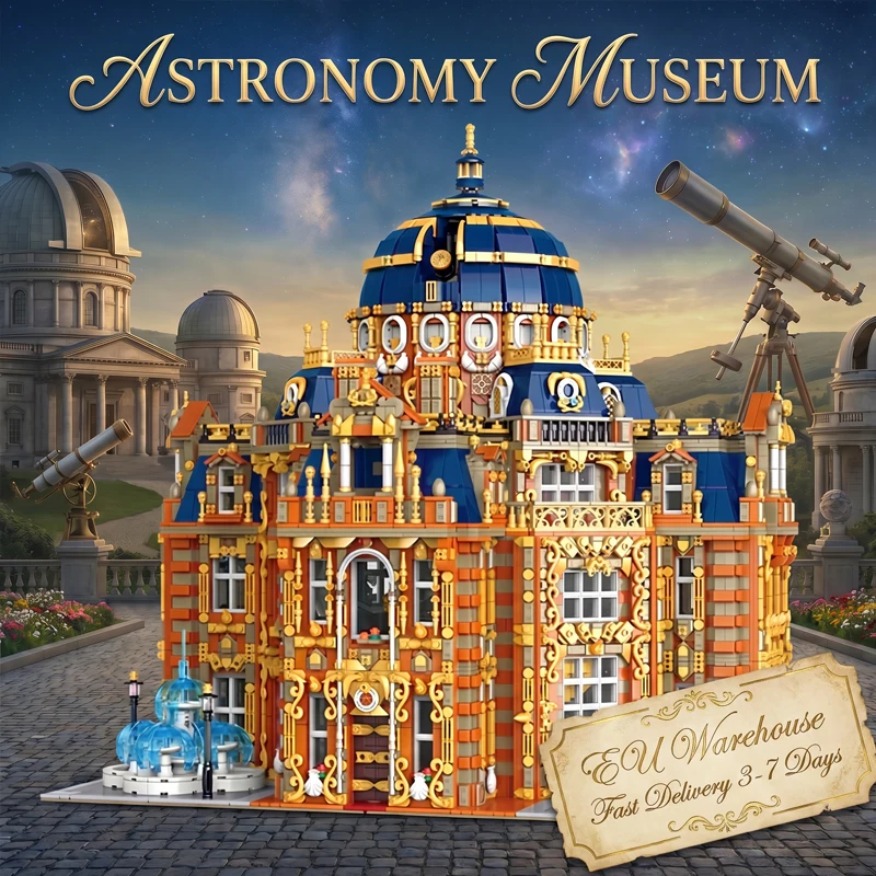 Zestaw modułowych klocków konstrukcyjnych Muzeum Astronomicznego - Model obserwatorium w stylu barokowym, precyzyjny zestaw do samodzielnego montażu z kopułą i detalami teleskopu, zabawki dla dorosłych, idealny prezent urodzinowy, świąteczny, dekoracja domu, ozdoba, kolekcja, ekspozycja.