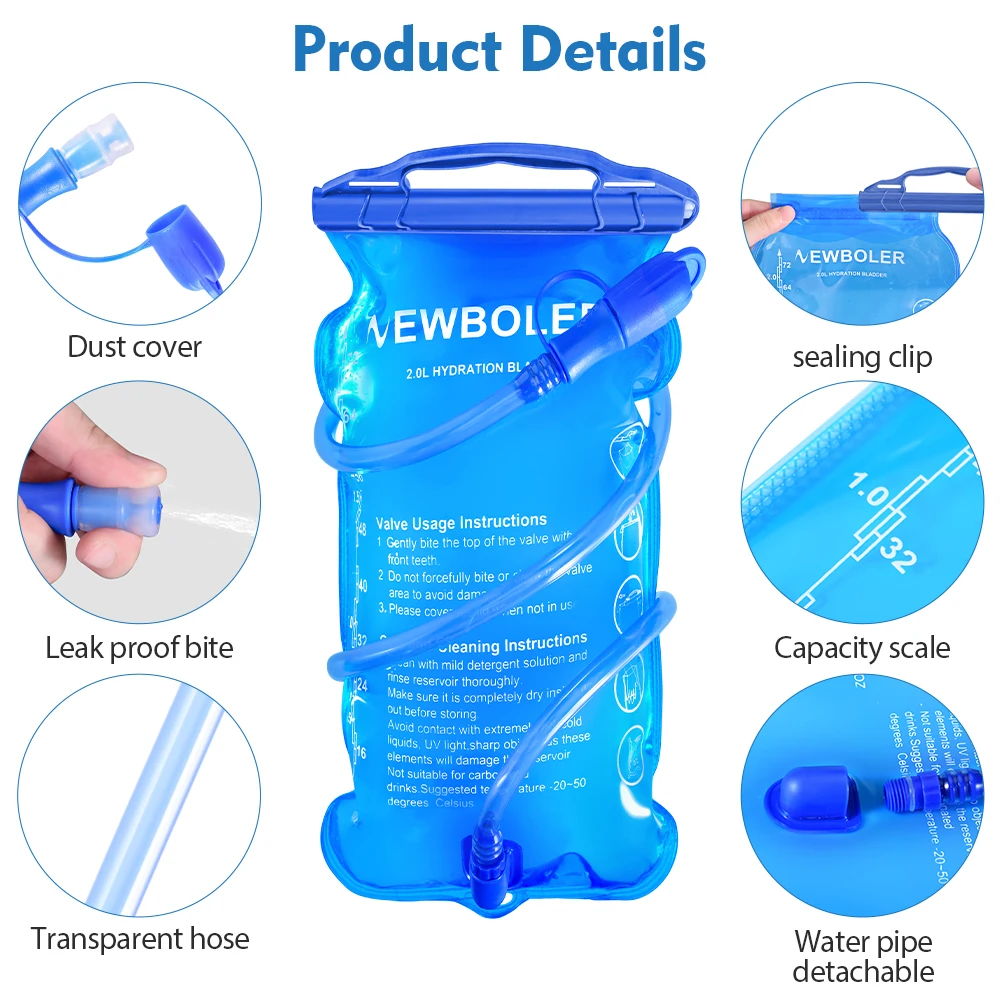 Hydration Pack Water Reservoir - BPA Free Storage Bag for Running and Outdoor Activities