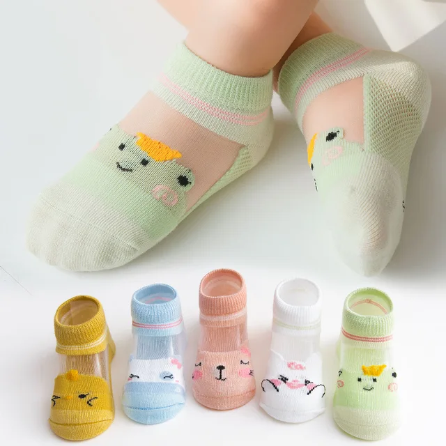 5 Pairs/lot 0-12Y Children Ultrathin Mesh Socks Baby Boys Girls Summer Cute Cotton Breathable Thin Soft Boat Socks Kids Socks A02-MGLY