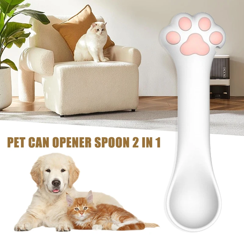 Pet Can Opener Spoon 2 In 1 Cat Canning Cucchiaio In Silicone Spatola Per Gatti Cibo Umido Alimentazione Nuovo Prodotto