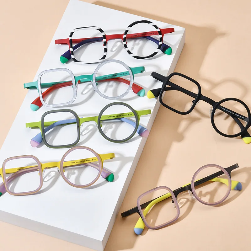 Nobler Women's Full Rim Square Round Titanium Eyeglasses Image 1