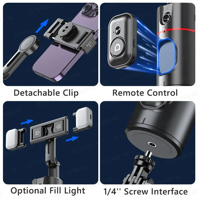 AXNEN P02 360° draaibare volgstabilisator monopod desktop tracking gimbal met afstandsbediening voor live fotografie met telefoon_voghion.com