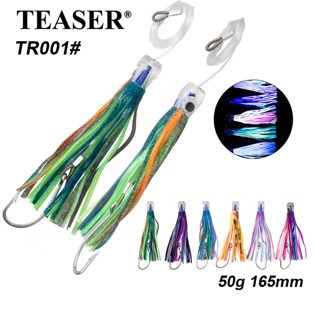 TEASER 50g Octopus Deep Sea UV Trolling Fishing Lures Big Game Marlin Tuna Fishing  Lure Portable Bionic Squid Bait Soft Lure - AliExpress