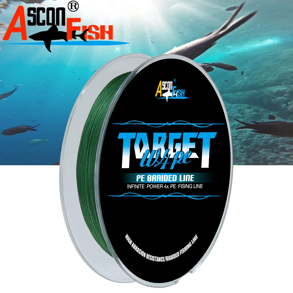 Ascon Fish 4 Strands Japan Ultra Strong Braided Fishing Line 100m Cord Fishing Accessories 6-100LB Green 4 Wire Thread fishing line fishing tackle