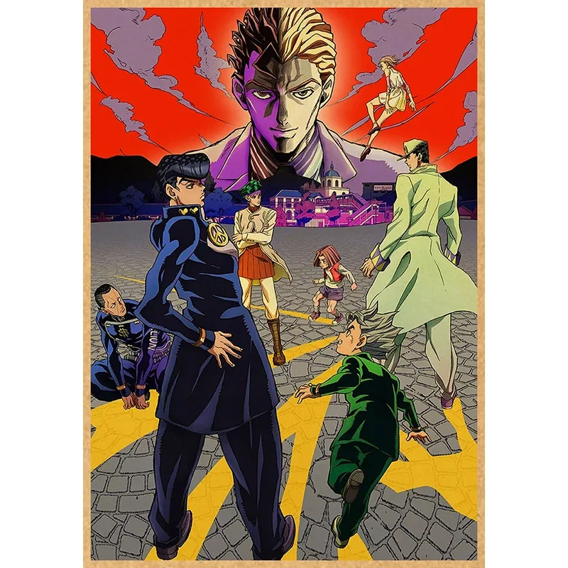 Vintage Anime Canvas Wall Art: JOJO's Bizarre Adventure Poster - Kawaii Room Decor