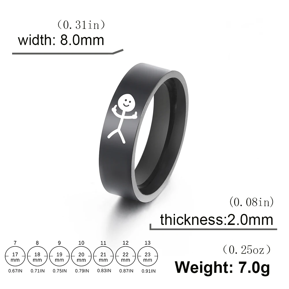 Edgy Stickman Middle Finger Ring - Hip Hop Inspired Doodle Jewelry