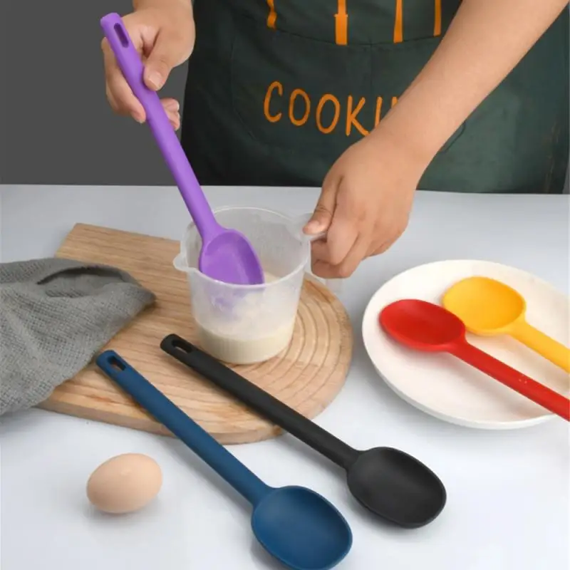 Long Handle Silicone Spoon Convenient Storage Cooking Tools Does Not Hurt The Pot Houseware Mixing silicone spoon