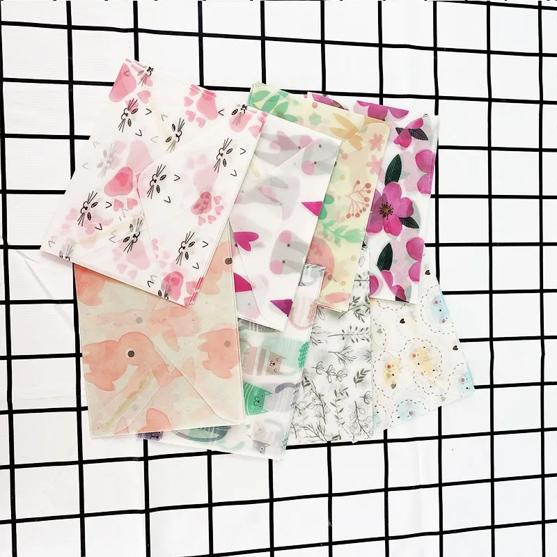 

20Packs Wholesale Animal Series Beautiful Flower Sulfuric Acid Paper Gift Envelope Postcard School 160*110MM Free shipping