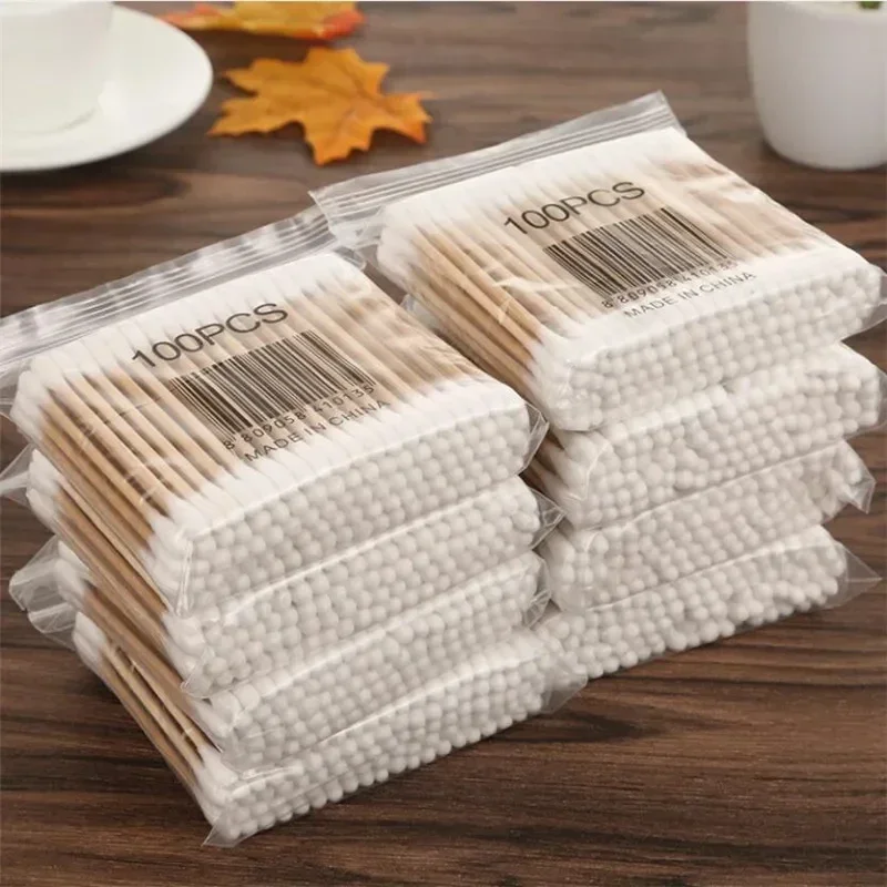 100Pcs Per Pack(1-20 Pcaks) Double-ended Cotton Swabs Make-Up Cleaning Disposable Cotton Swabs Makeup Tools Lipstik Buds