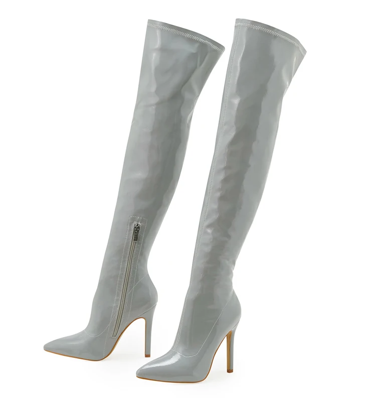 Shiny stiletto high heels over-the-knee boots