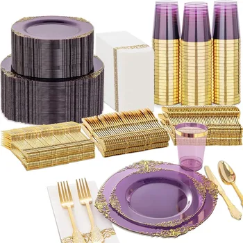 Purple Disposable Dinnerware Set 1