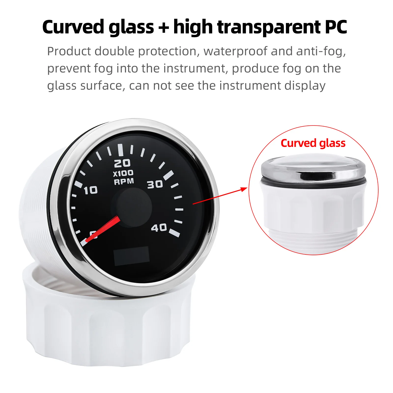 52mm Tachometer With Red Backlight 3000/4000/6000/7000/8000RPM Tacho Gauge Sensor M16 M18 for 12V Gasoline Diesel Car Boat Yacht tachometer gauge,engine tachometer,tachometer meter