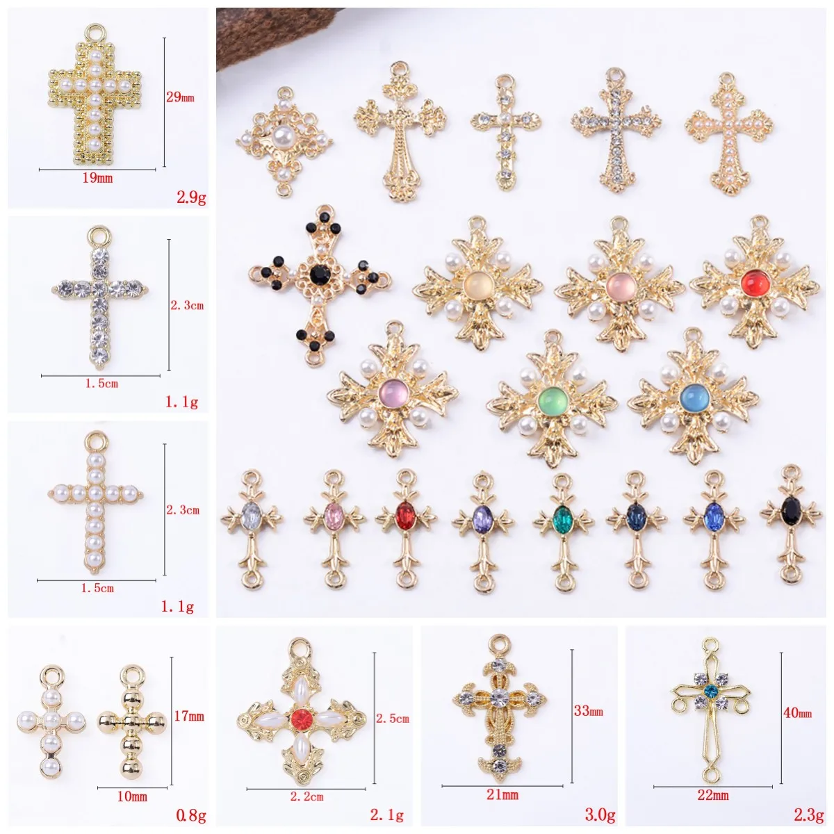 

10pcs Steampunk Gothic Charms Cross Crystal Pendant Cross Charms For Necklace Earrings Jewelry Making Bulk DIY Accessories New