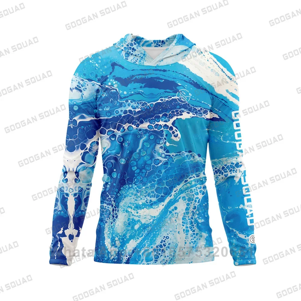 GOOGAN SQUAD Fishing Shirt Hoodie Men Summer Long Sleeve Quick Dry Breathable Hooded Fish Clothing Anti-uv Angling Sweatshirt
