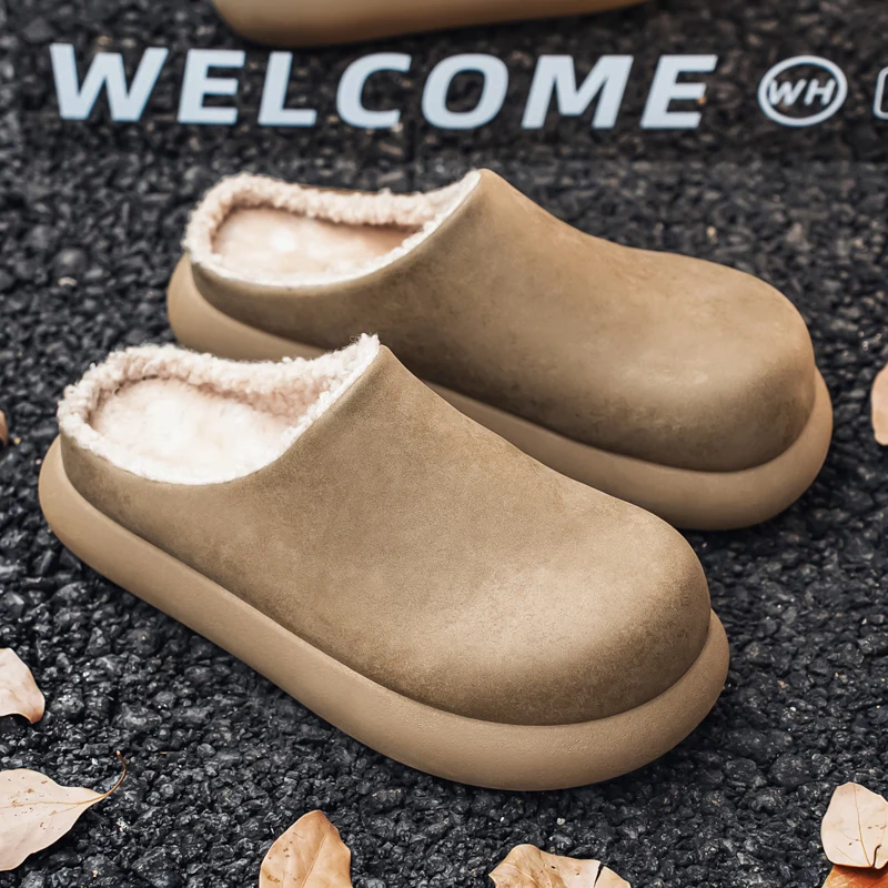 Men Suede Leather Mules Women Comfort Potato Shoes with Arch Support Cork Winter Shoes Mens Fashion Cork Footbed Clogs Sandals