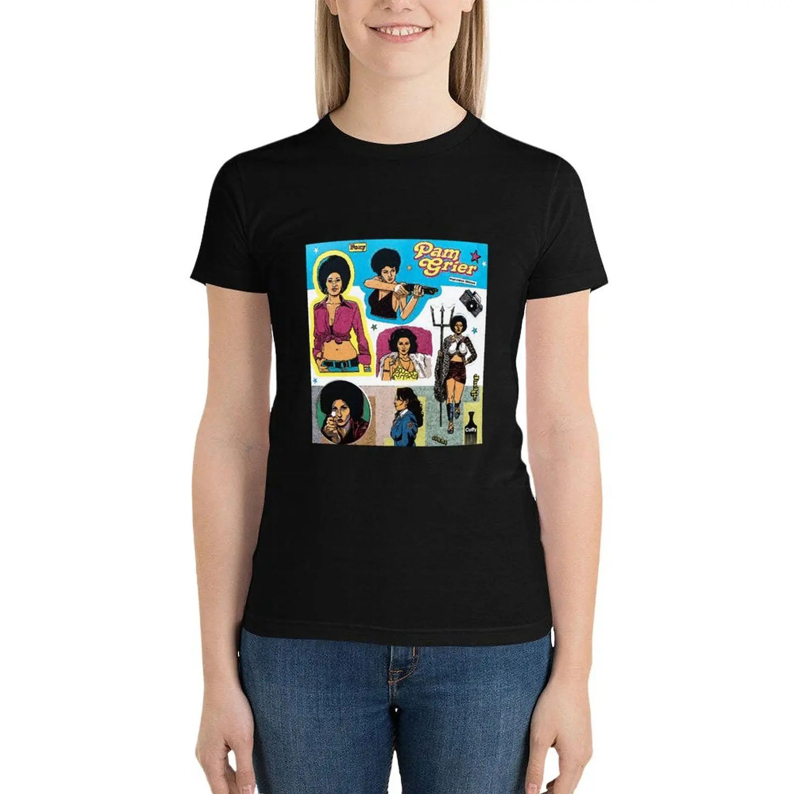 

Pam Grier - Star Of 1970s Action Poster T-Shirt summer clothes graphics summer top Women clothes