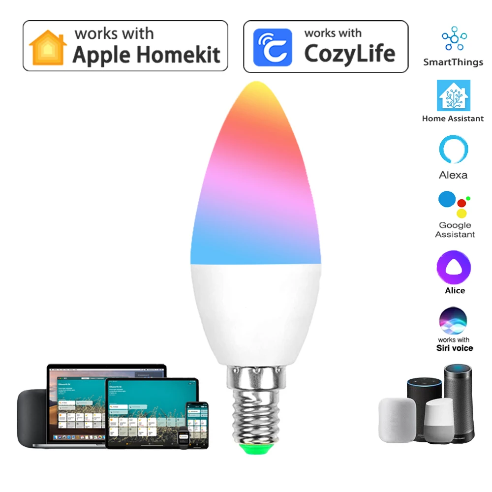 HomeKit-luz-de-vela-inteligente-con-WiFi-bombilla-LED-regulable-RGBCW ...