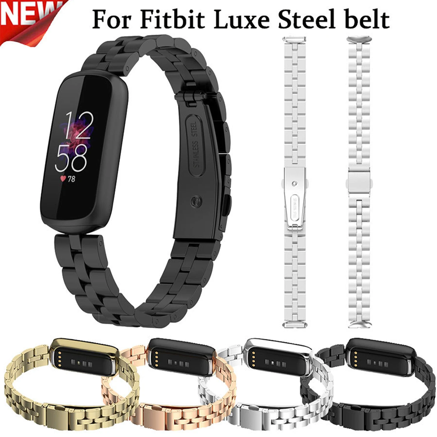 

Ремешок для часов Fitbit Luxe, сменный Браслет из нержавеющей стали с тремя шариками для часов Fitbit Luxe