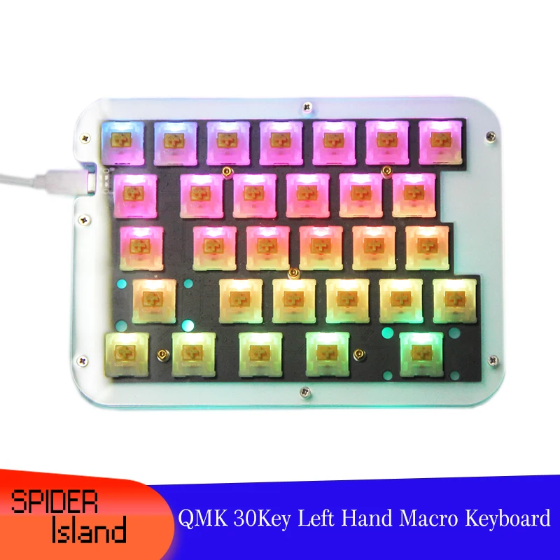 QMK Keyboard 30 Key Left Hand RGB Light one Handed keypad Programmable
