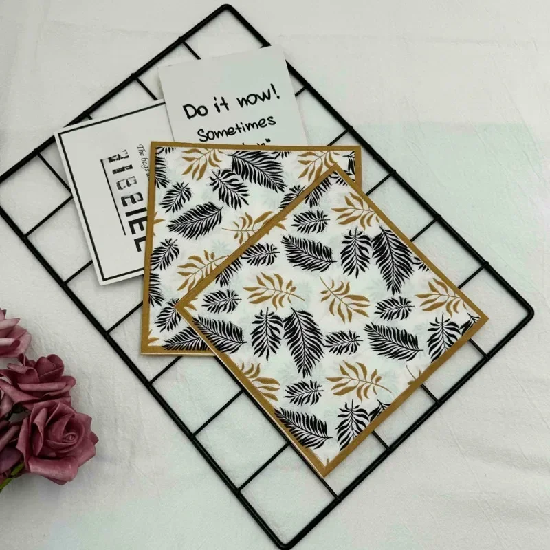 10/20pcs 2-Ply Party Decorative Paper Black Gold Leaf Pattern Colourful Gold Trimmed Paper Placemats Butterfly Bone Bart