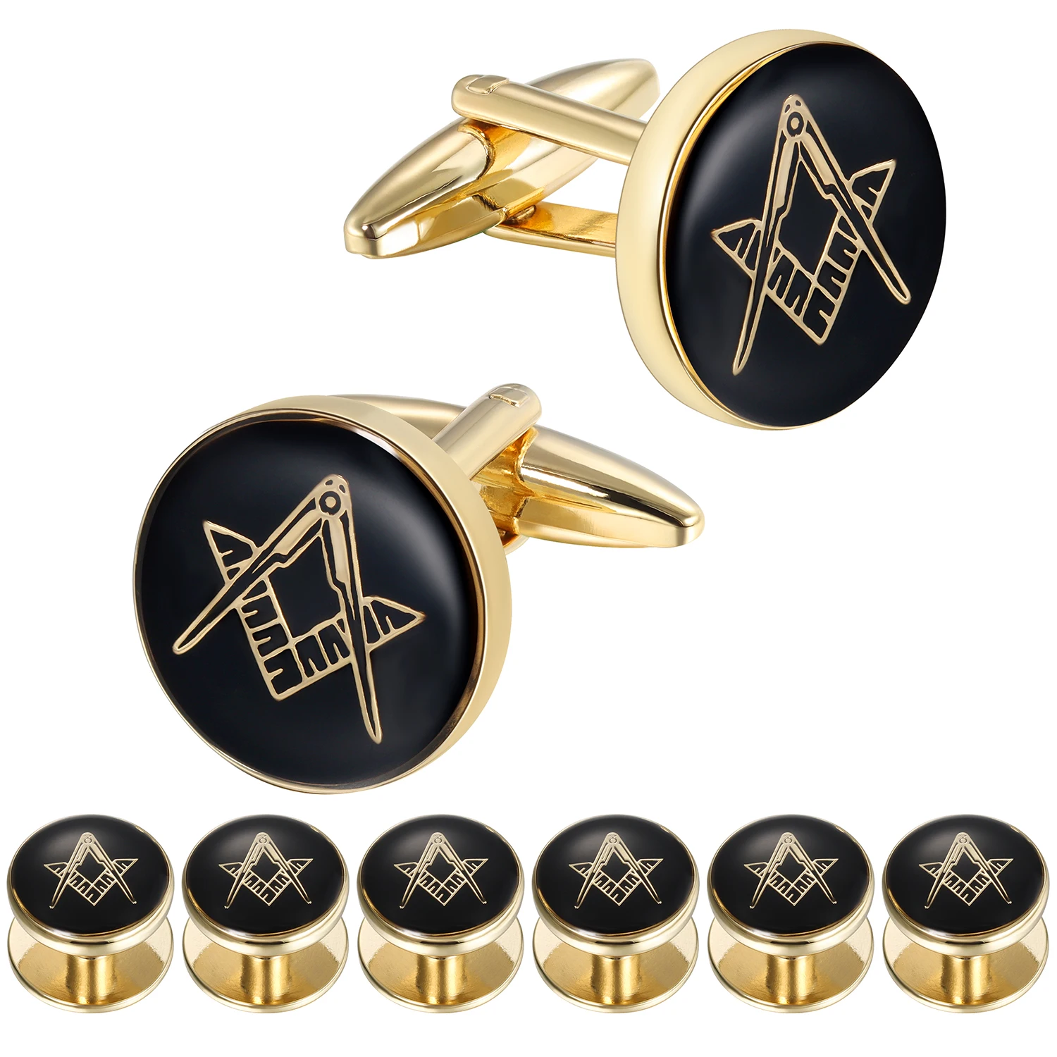 Freemason Masonic Cufflinks and Tuxedo Studs Set for Men, Gift Box Packed, Mens Jewelry or Accessories, Masonic Gifts for Men.