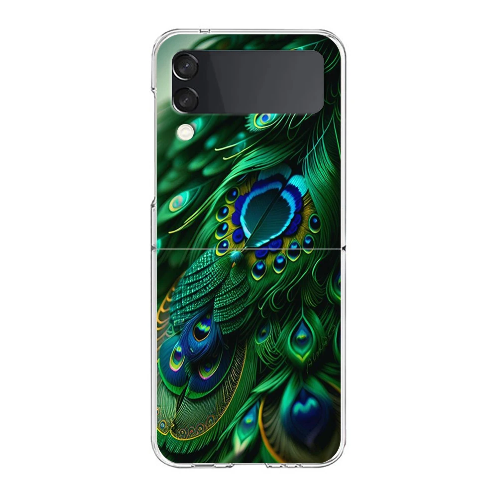 Peacock Feathers Transparent Shockproof Phone Case – Foldable Design