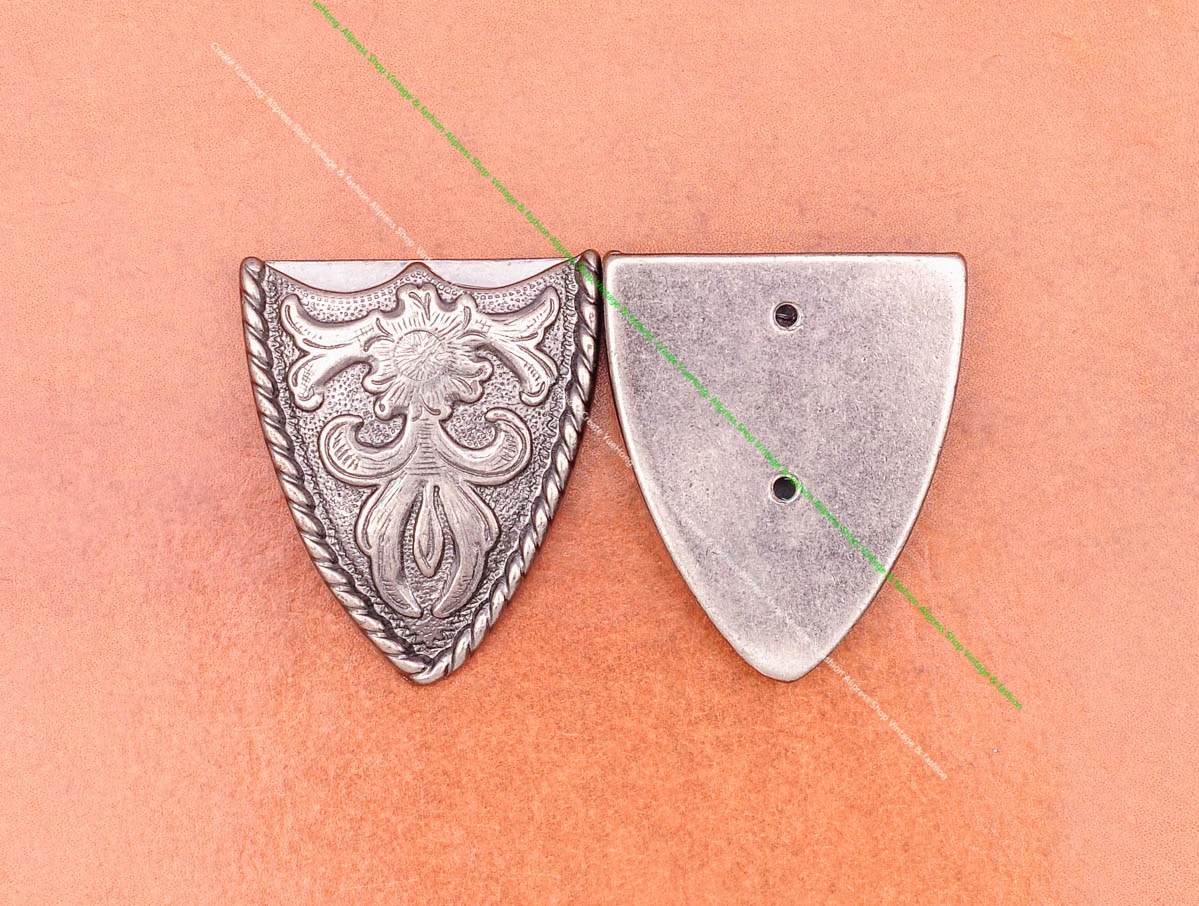 Solid Vintage Silver End Bar Pin Buckle 3 Pcs Set Diy Leathercraft Western Cowboy Flower Belt Buckle Replacement Fit 38mm