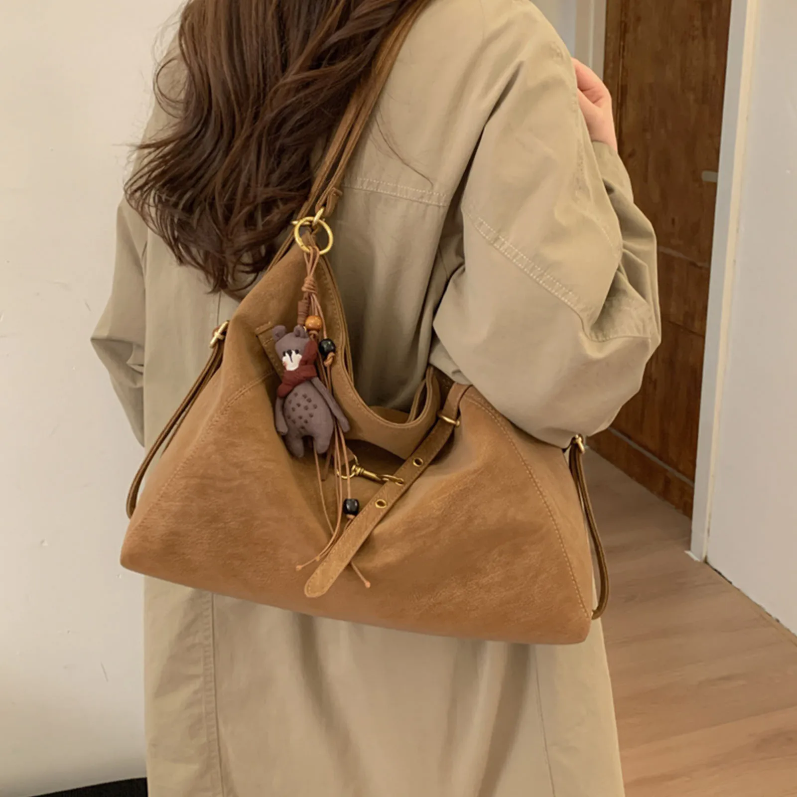 Women PU Leather Tote Bag with Adjustable Strap Underarm Bag Trendy Crossbody Bags for Travel Dating Shopping