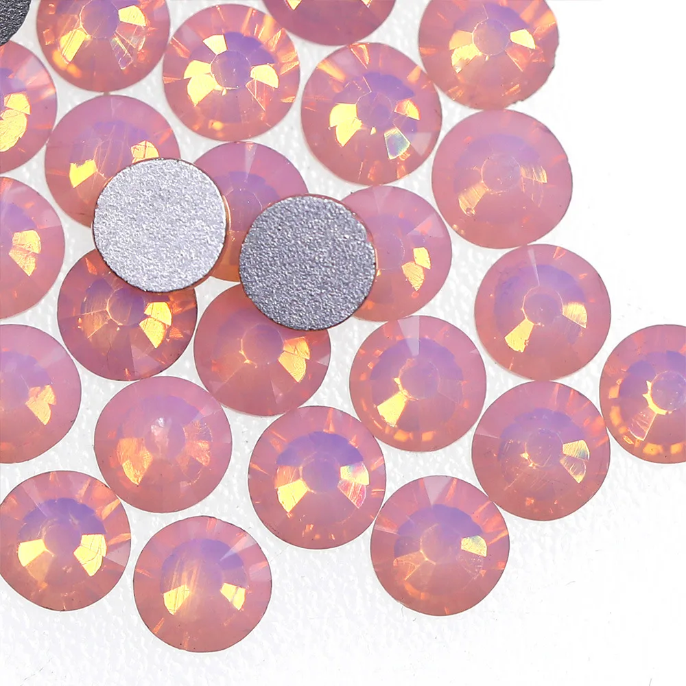 

Pink Opal ss3-ss20 Non Hotfix Rhinestone Flatback Round Glue On Rhinestones 3d Nail Art Decorations Diy